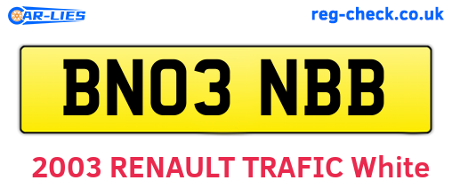BN03NBB are the vehicle registration plates.