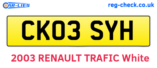 CK03SYH are the vehicle registration plates.