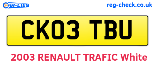 CK03TBU are the vehicle registration plates.