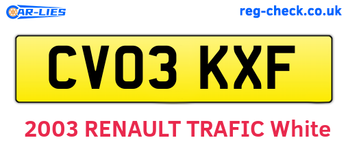 CV03KXF are the vehicle registration plates.