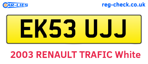 EK53UJJ are the vehicle registration plates.
