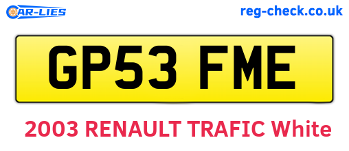 GP53FME are the vehicle registration plates.