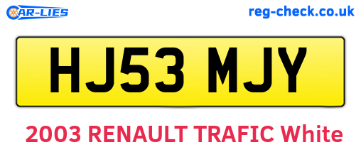 HJ53MJY are the vehicle registration plates.