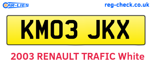KM03JKX are the vehicle registration plates.