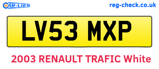 LV53MXP are the vehicle registration plates.