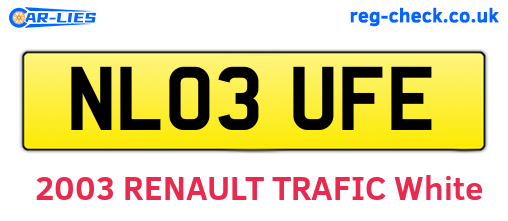NL03UFE are the vehicle registration plates.