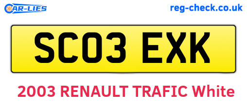 SC03EXK are the vehicle registration plates.