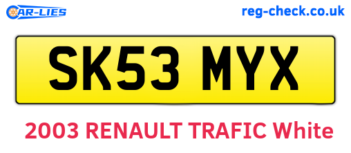 SK53MYX are the vehicle registration plates.