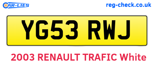 YG53RWJ are the vehicle registration plates.