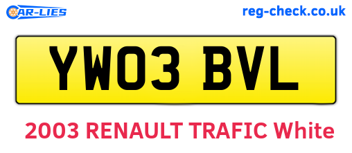 YW03BVL are the vehicle registration plates.