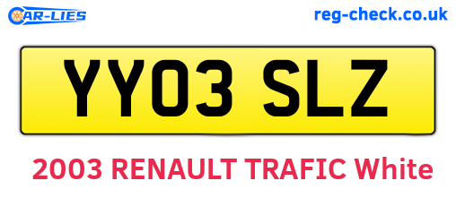 YY03SLZ are the vehicle registration plates.