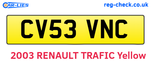 CV53VNC are the vehicle registration plates.