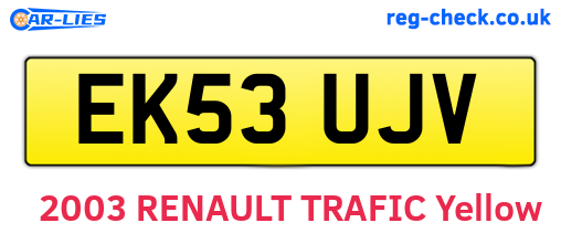 EK53UJV are the vehicle registration plates.