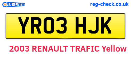 YR03HJK are the vehicle registration plates.