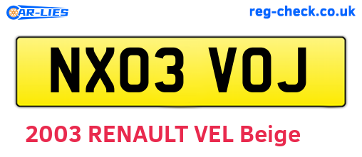 NX03VOJ are the vehicle registration plates.