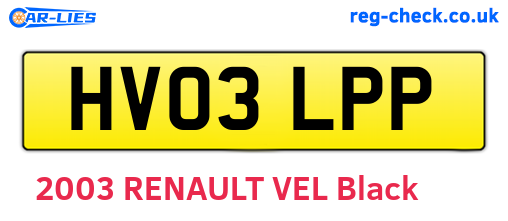 HV03LPP are the vehicle registration plates.