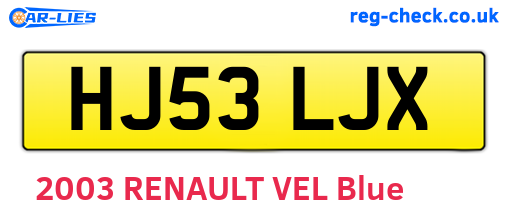 HJ53LJX are the vehicle registration plates.