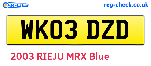 WK03DZD are the vehicle registration plates.