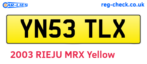 YN53TLX are the vehicle registration plates.