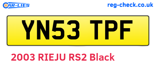 YN53TPF are the vehicle registration plates.