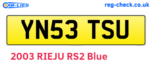 YN53TSU are the vehicle registration plates.