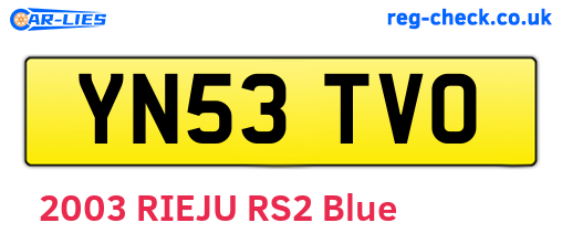 YN53TVO are the vehicle registration plates.