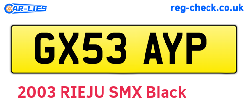 GX53AYP are the vehicle registration plates.