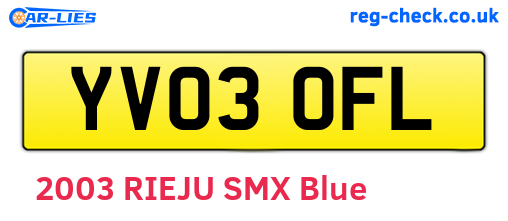 YV03OFL are the vehicle registration plates.
