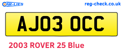 AJ03OCC are the vehicle registration plates.
