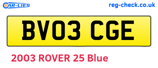 BV03CGE are the vehicle registration plates.