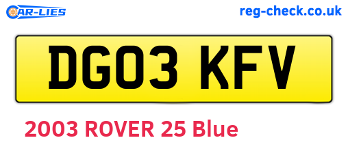 DG03KFV are the vehicle registration plates.