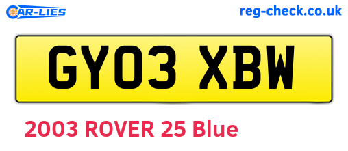 GY03XBW are the vehicle registration plates.