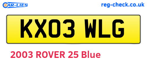 KX03WLG are the vehicle registration plates.