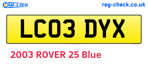 LC03DYX are the vehicle registration plates.