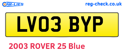 LV03BYP are the vehicle registration plates.
