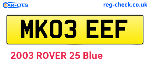 MK03EEF are the vehicle registration plates.