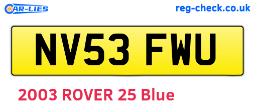 NV53FWU are the vehicle registration plates.