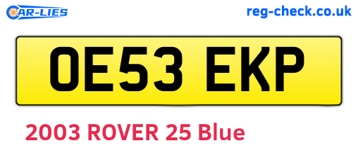 OE53EKP are the vehicle registration plates.