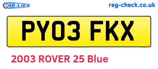 PY03FKX are the vehicle registration plates.