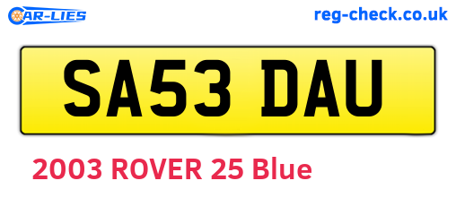 SA53DAU are the vehicle registration plates.