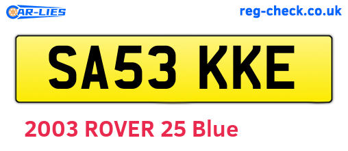 SA53KKE are the vehicle registration plates.