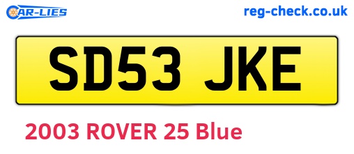 SD53JKE are the vehicle registration plates.