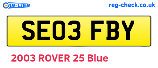 SE03FBY are the vehicle registration plates.