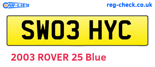 SW03HYC are the vehicle registration plates.