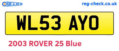 WL53AYO are the vehicle registration plates.