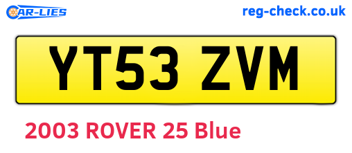 YT53ZVM are the vehicle registration plates.