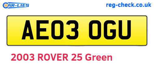 AE03OGU are the vehicle registration plates.