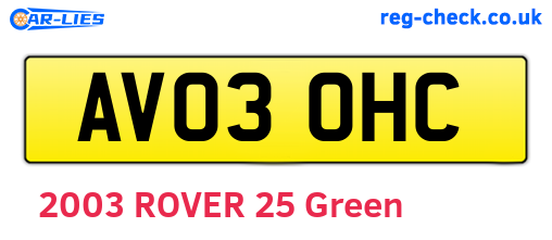 AV03OHC are the vehicle registration plates.