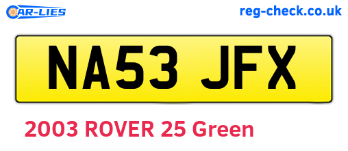 NA53JFX are the vehicle registration plates.
