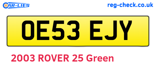 OE53EJY are the vehicle registration plates.